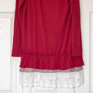 Bellamie | Burgundy Tunic Shirt/Dress with Lace